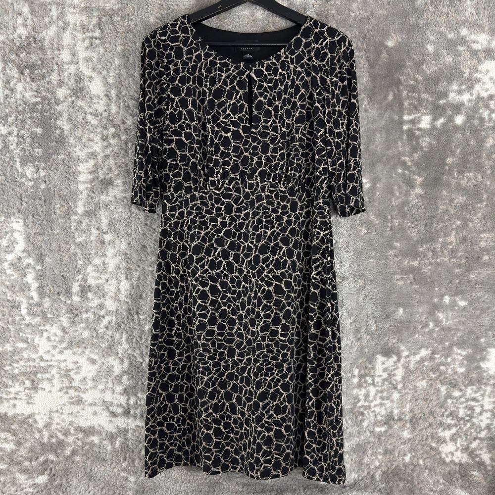 Connected Apparel Size 12 Geometric Print Keyhole‎ Sheath Dress Black Women